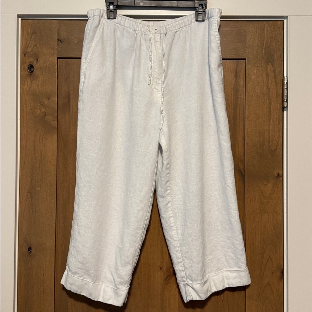 Linen‎ Pants Womens 14 Cropped Wide leg JM Collection coastal Lagenlook Beach